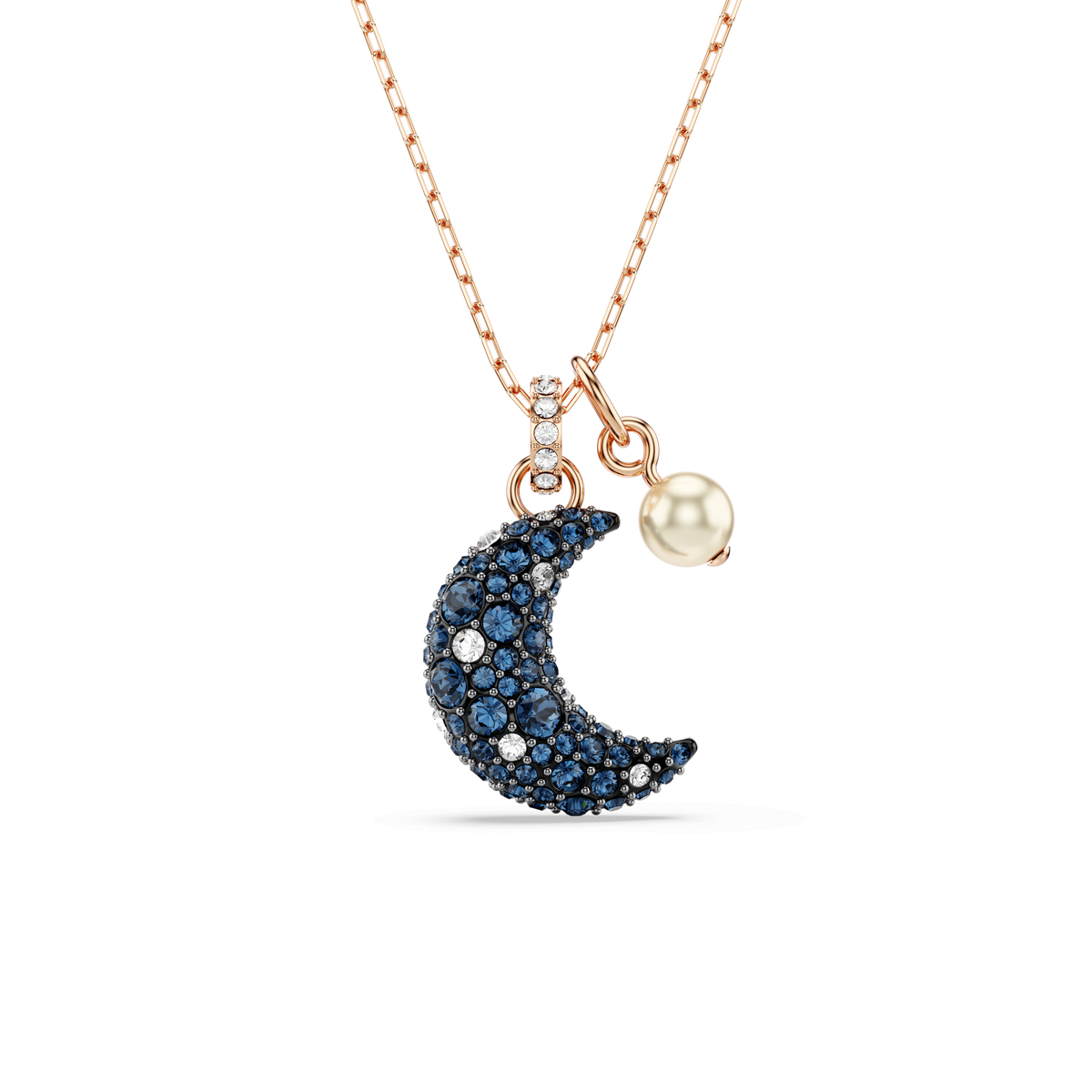 Sublima pendant, Crystal pearl, Moon, Multicolored, 18K rose gold finish