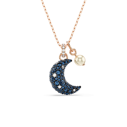 Sublima pendant, Crystal pearl, Moon, Multicolored, 18K rose gold finish