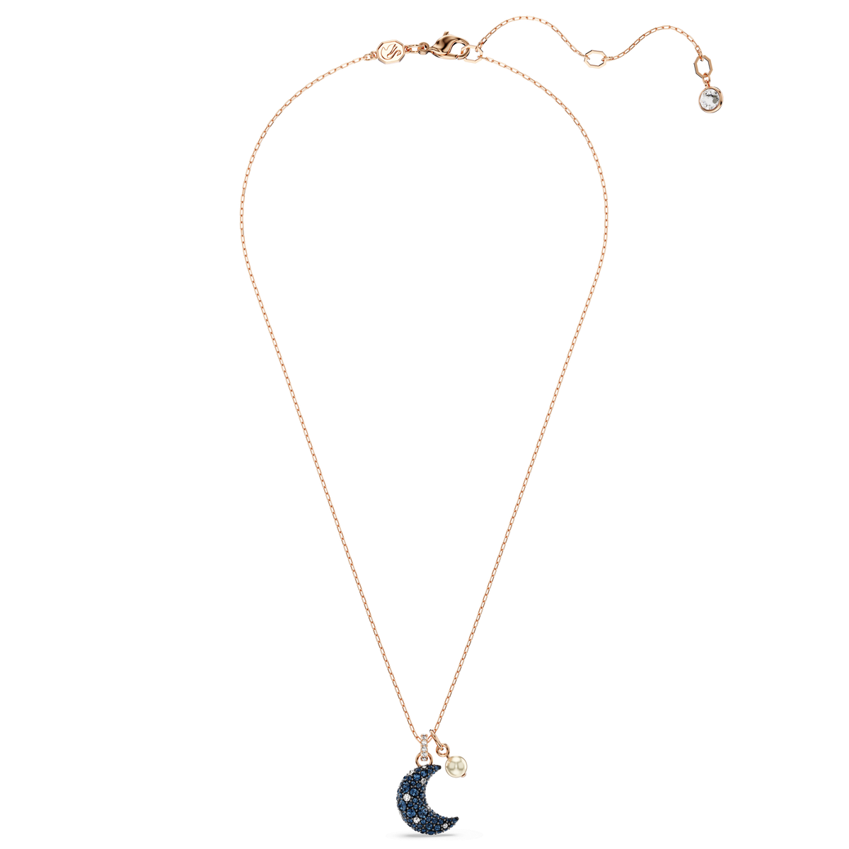 Sublima pendant, Crystal pearl, Moon, Multicolored, 18K rose gold finish