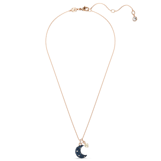 Sublima pendant, Crystal pearl, Moon, Multicolored, 18K rose gold finish
