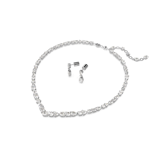 Mesmera set, Mixed cuts, White, Rhodium plated