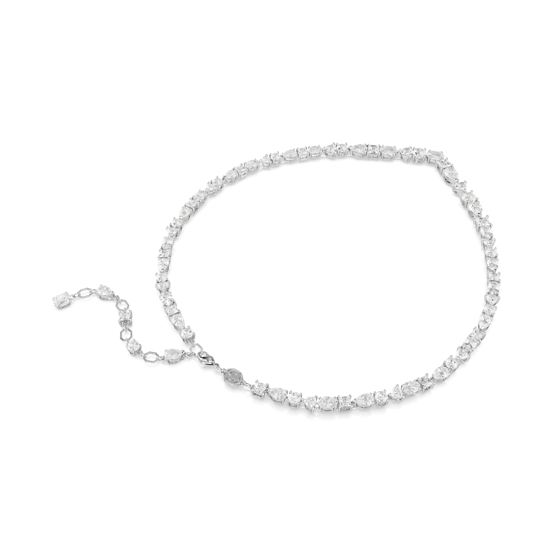 Mesmera set, Mixed cuts, White, Rhodium plated