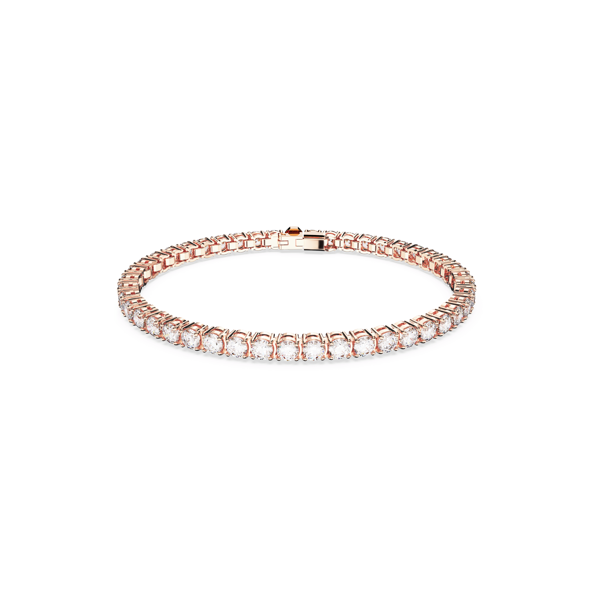 Matrix Tennis bracelet, Round cut, White, 18K rose gold finish