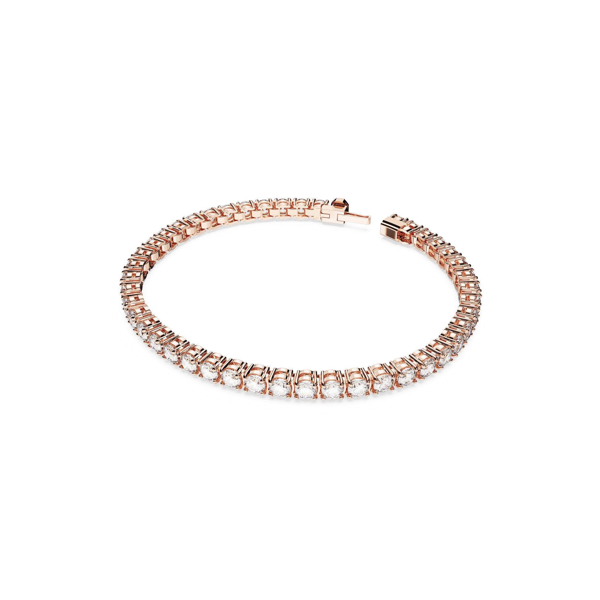 Matrix Tennis bracelet, Round cut, White, 18K rose gold finish