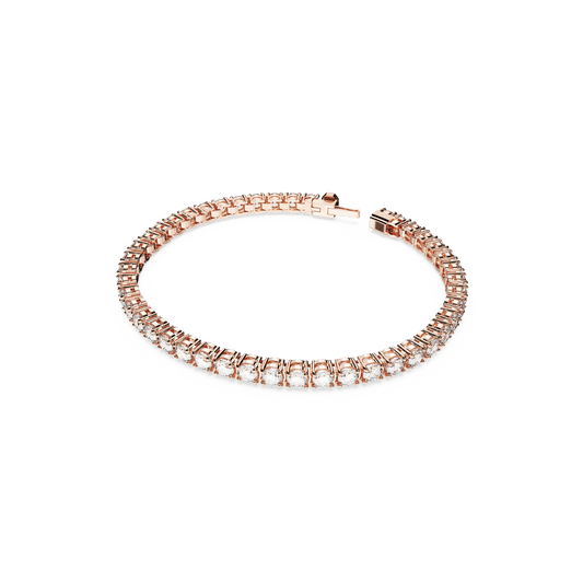 Matrix Tennis bracelet, Round cut, White, 18K rose gold finish