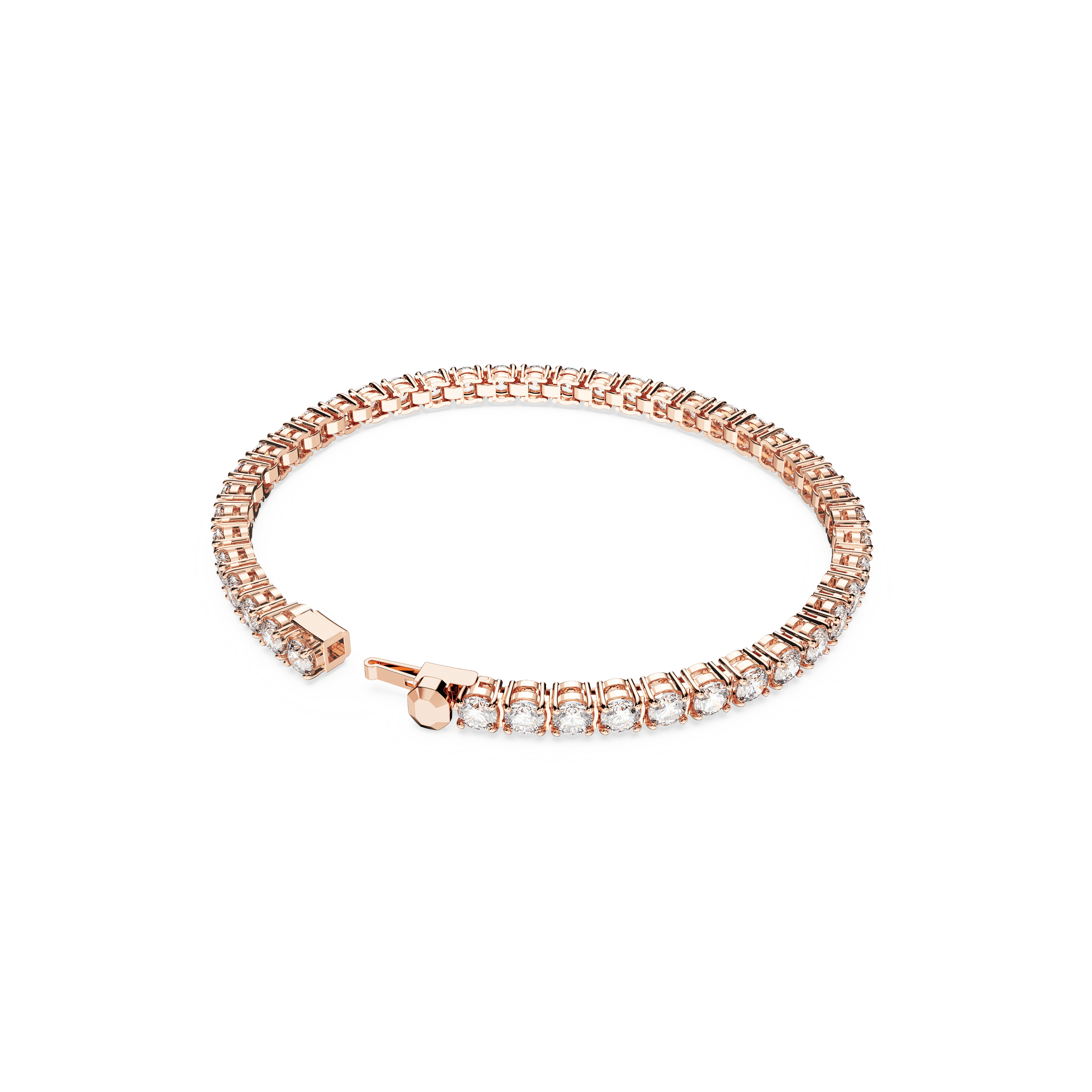 Matrix Tennis bracelet, Round cut, White, 18K rose gold finish