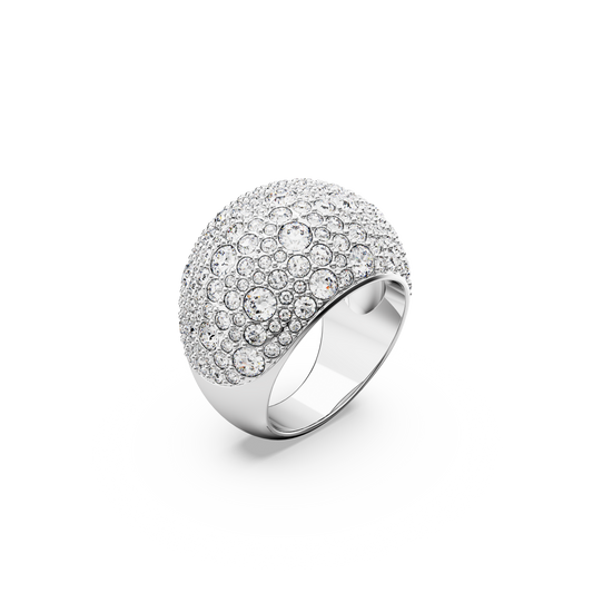 Swarovski Sublima cocktail ring, Moon, White, Rhodium plated