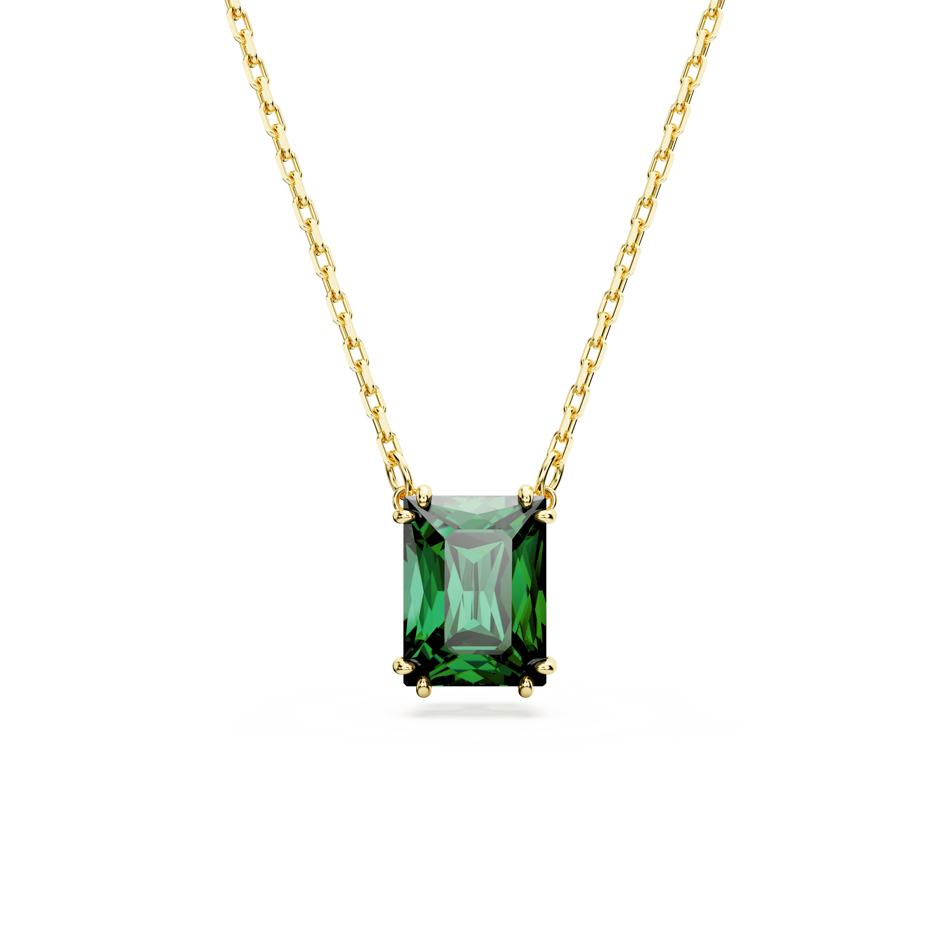 Stilla pendant, Rectangular cut, Green, 18K gold finish