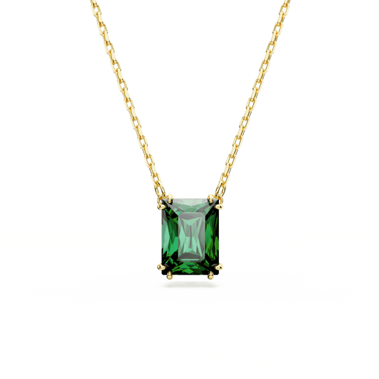 Stilla pendant, Rectangular cut, Green, 18K gold finish