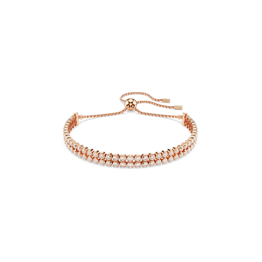 Swarovski Matrix Tennis bracelet, Round cut, White, Rose gold-tone plated