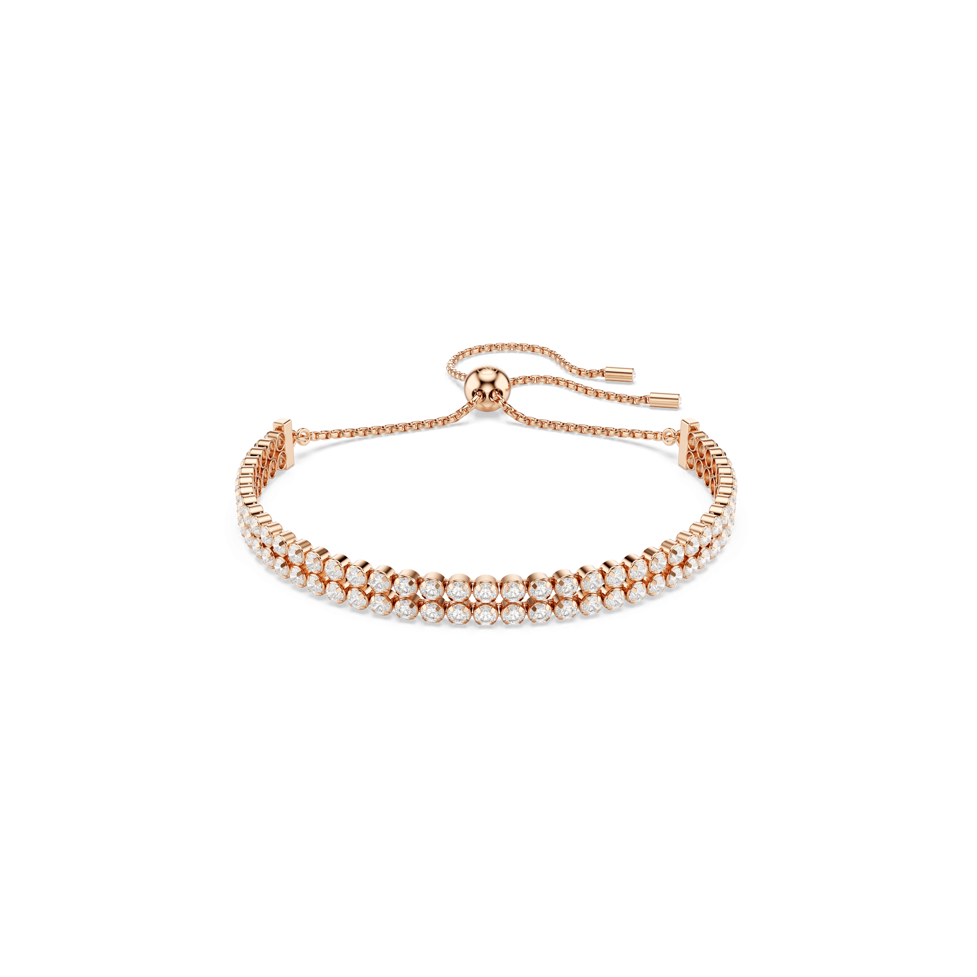 Matrix Tennis bracelet, Round cut, White, 18K rose gold finish