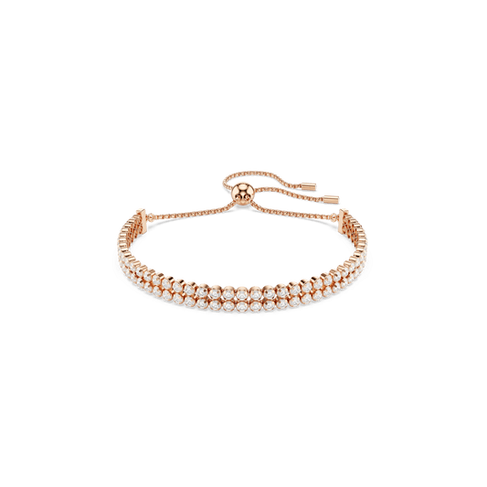 Matrix Tennis bracelet, Round cut, White, 18K rose gold finish
