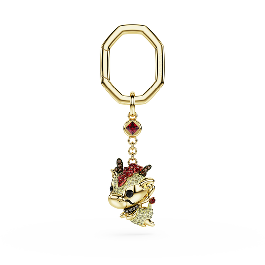 Swarovski Chinese Zodiac key ring, Dragon, Yellow, Gold-tone plated