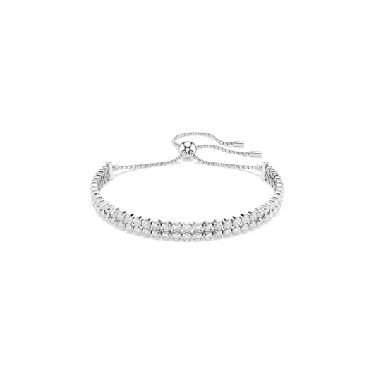 Swarovski Matrix Tennis bracelet, Round cut, White, Rhodium plated