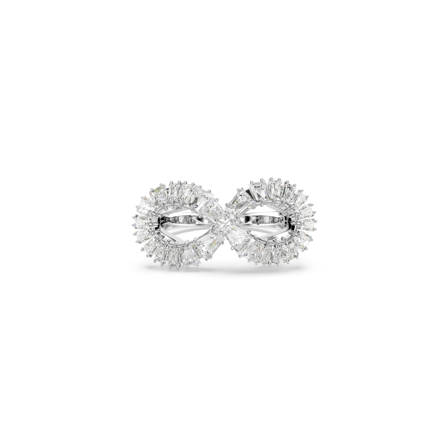 Swarovski Hyperbola cocktail ring, Infinity, White, Rhodium plated