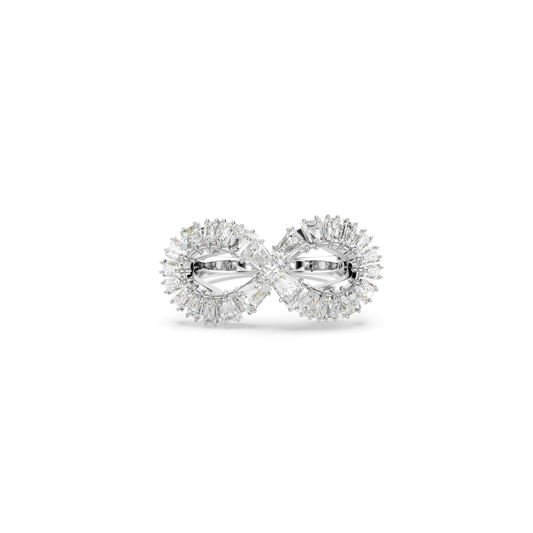 Swarovski Hyperbola cocktail ring, Infinity, White, Rhodium plated