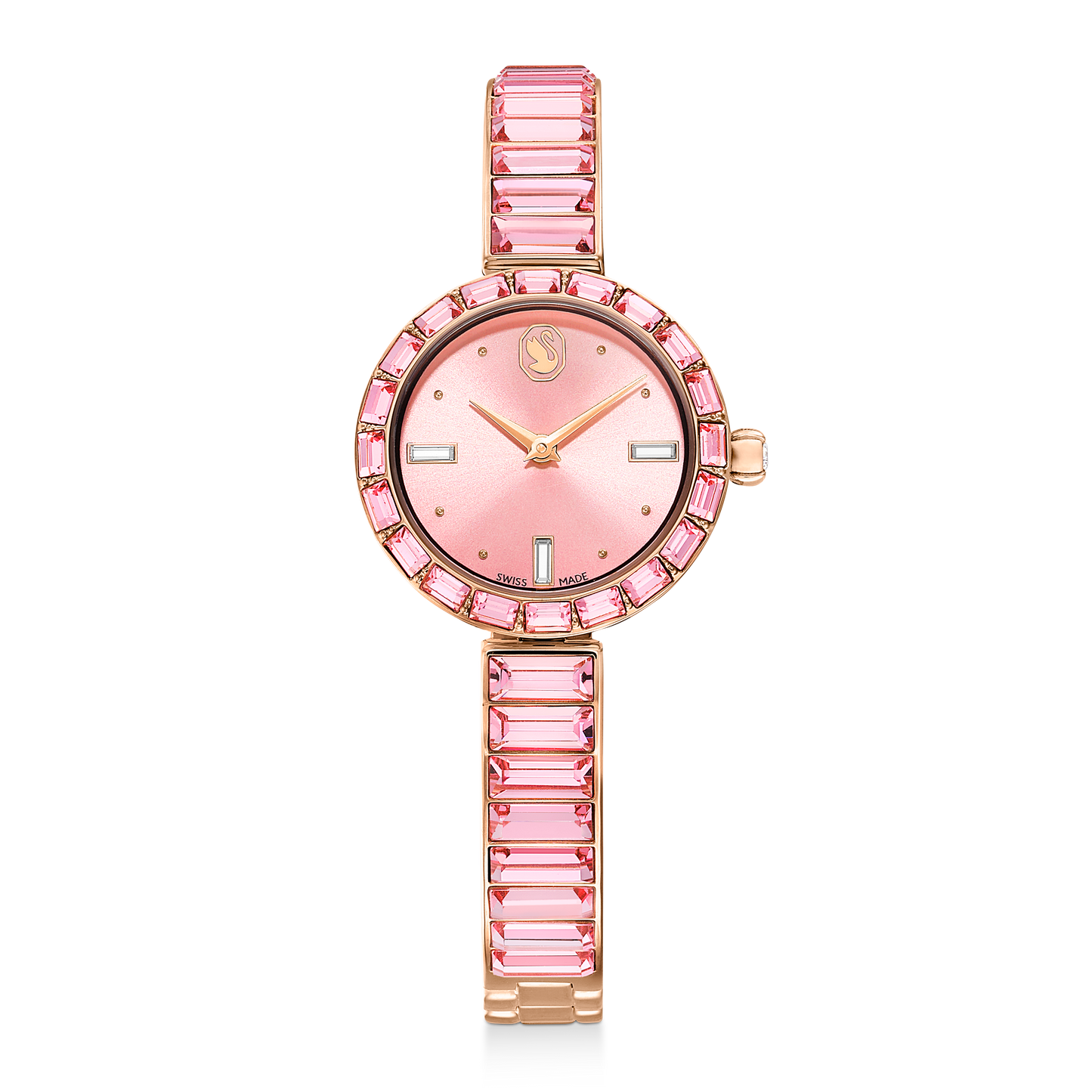 Swarovski Matrix Bangle watch, Swiss Made, Crystal bracelet, Pink, Rose gold-tone finish