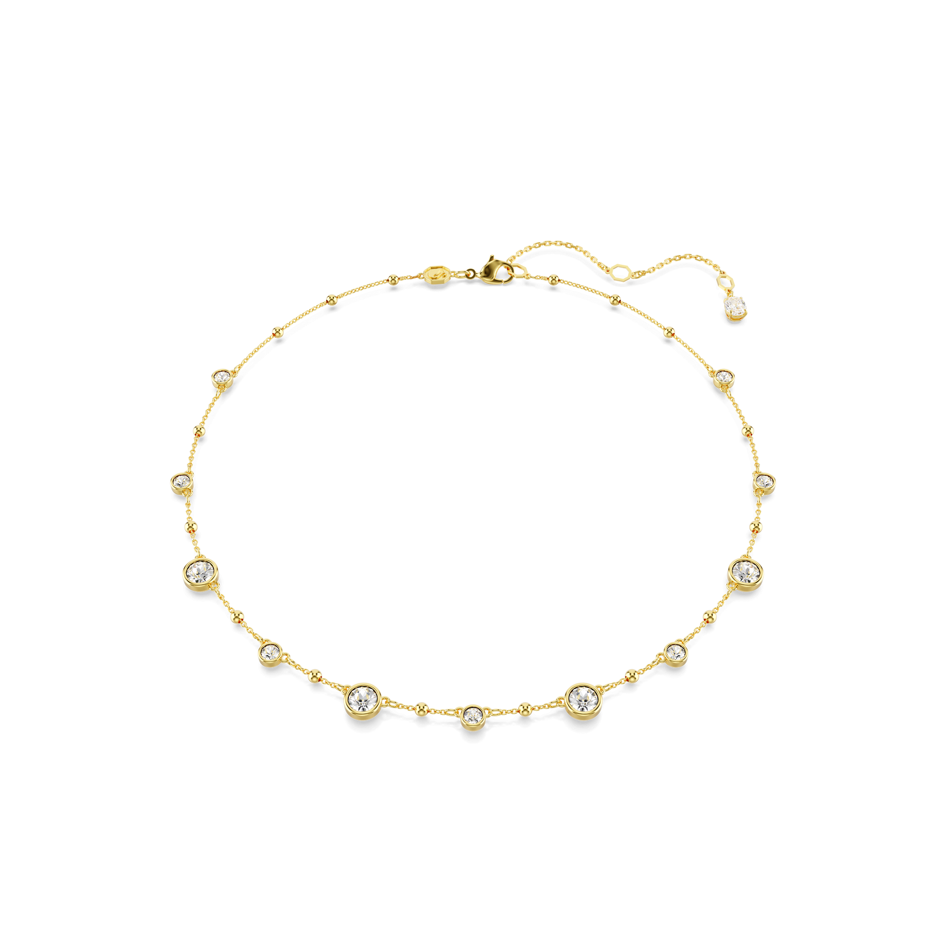Imber necklace, Round cut, Scattered design, White, 18K gold finish