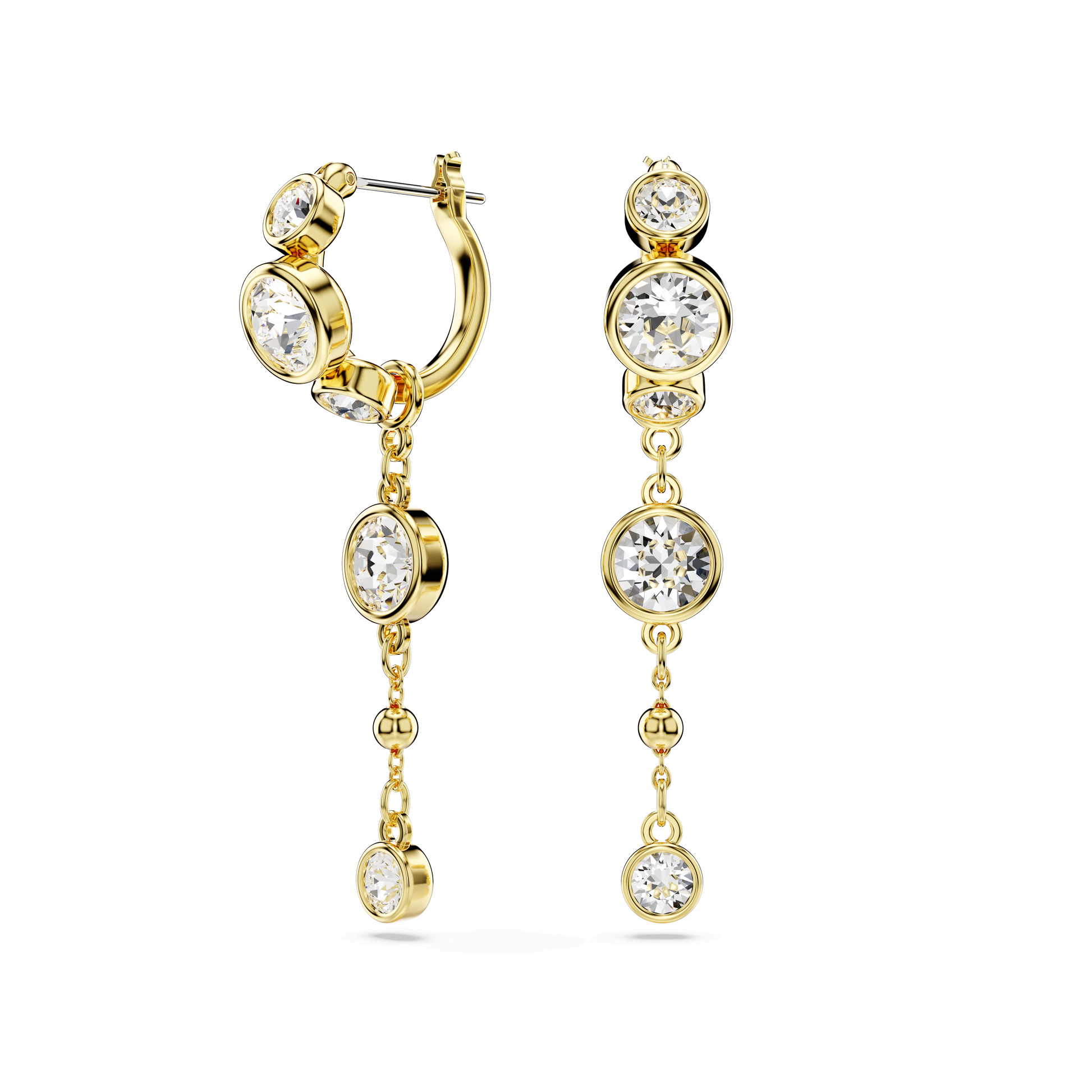 Imber drop earrings, Round cut, White, 18K gold finish