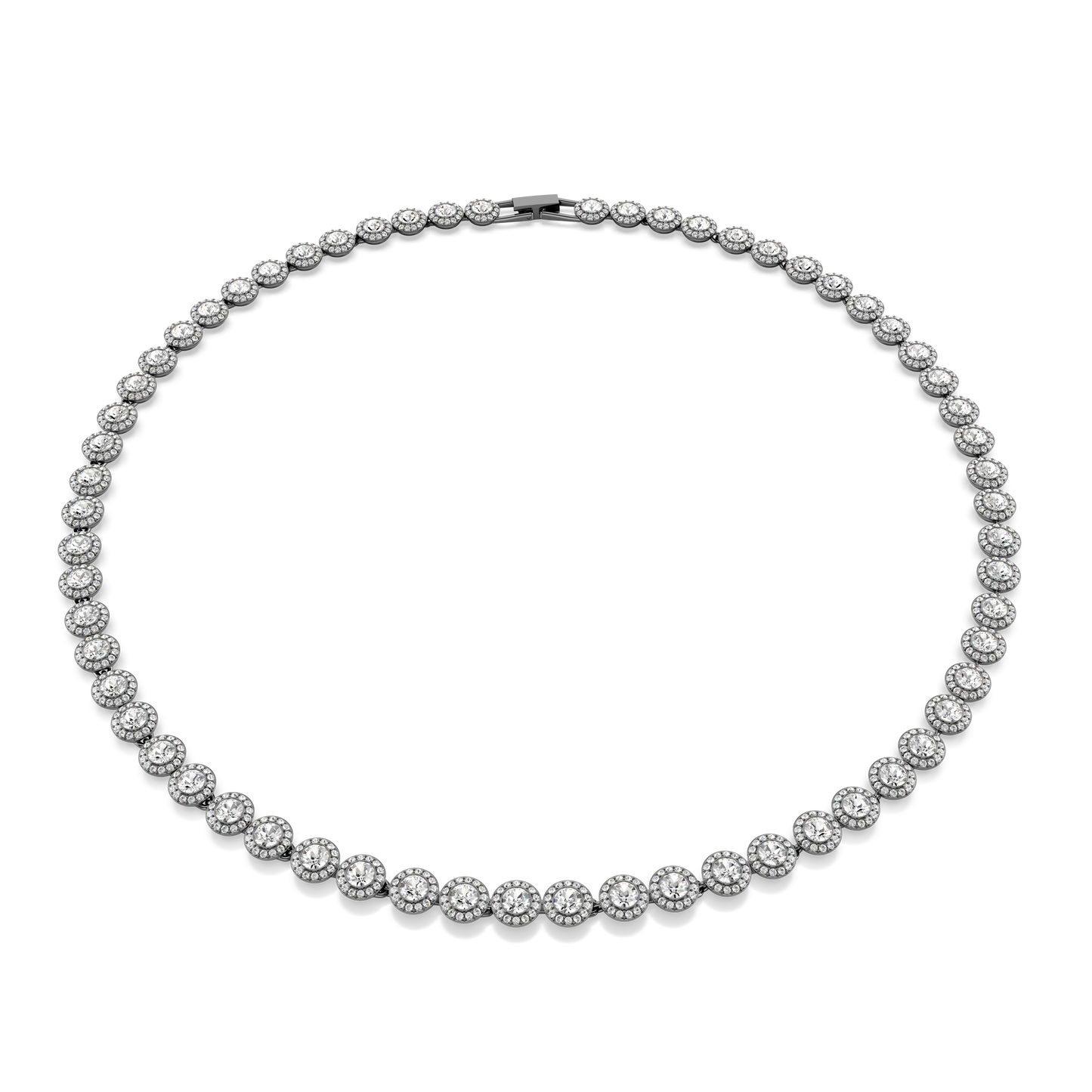 Swarovski Una Angelic Tennis necklace, Round cut, Long, White, Ruthenium plated
