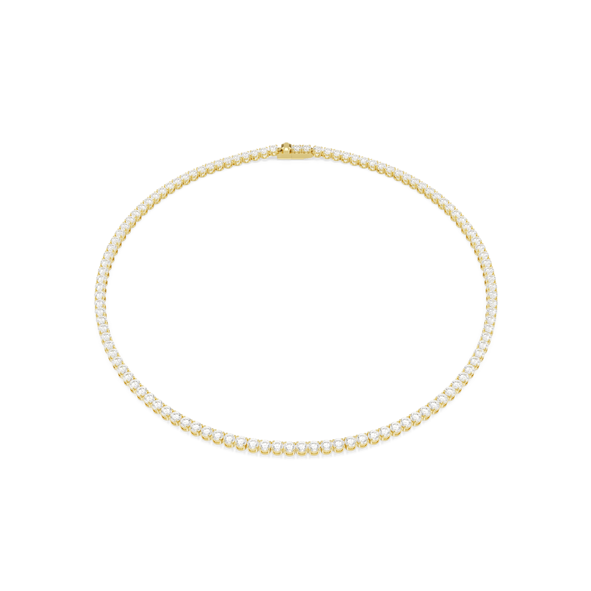 Matrix Tennis necklace, Round cut, White, 18K gold finish