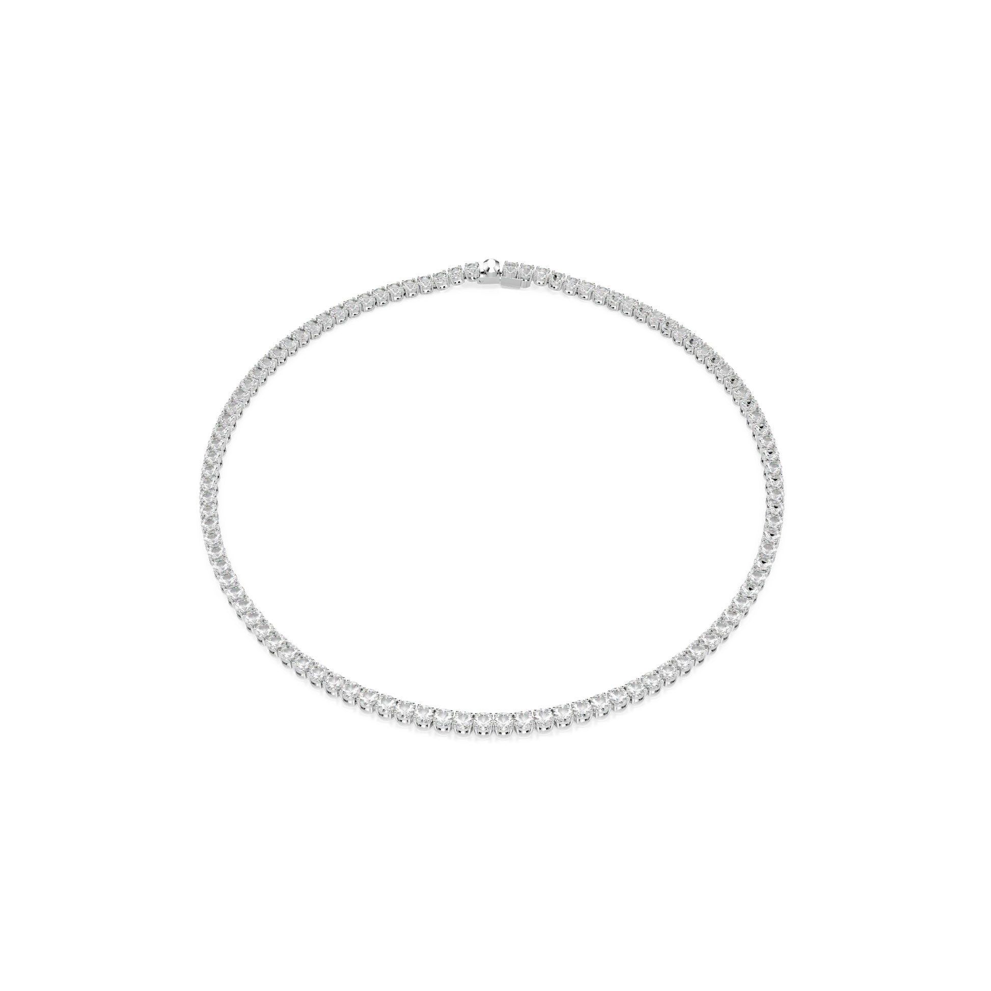 Matrix Tennis necklace, Round cut, White, Rhodium plated