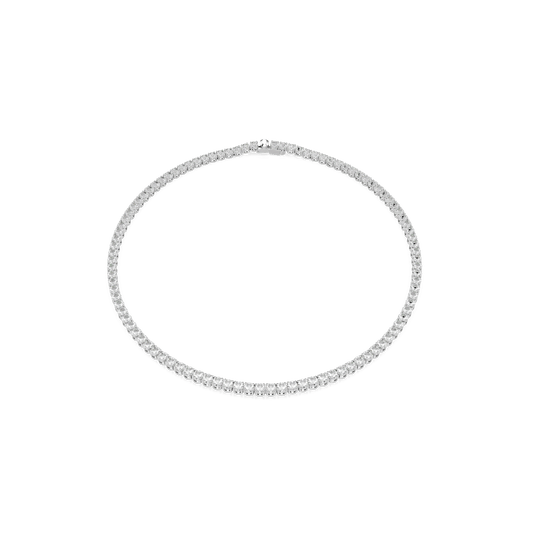 Matrix Tennis necklace, Round cut, White, Rhodium plated