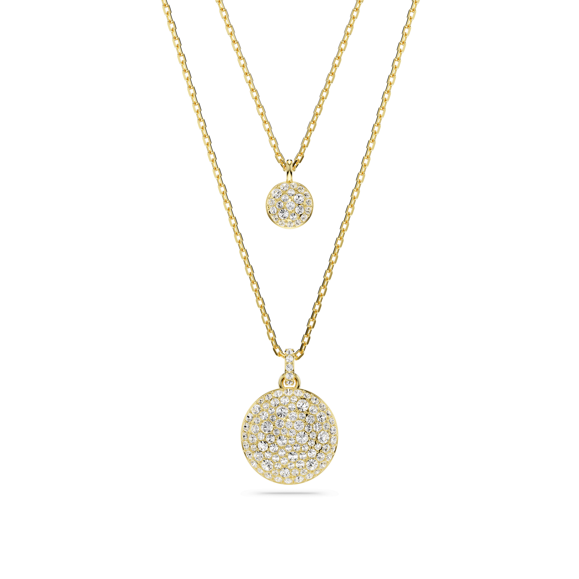 Sublima layered pendant, White, 18K gold finish
