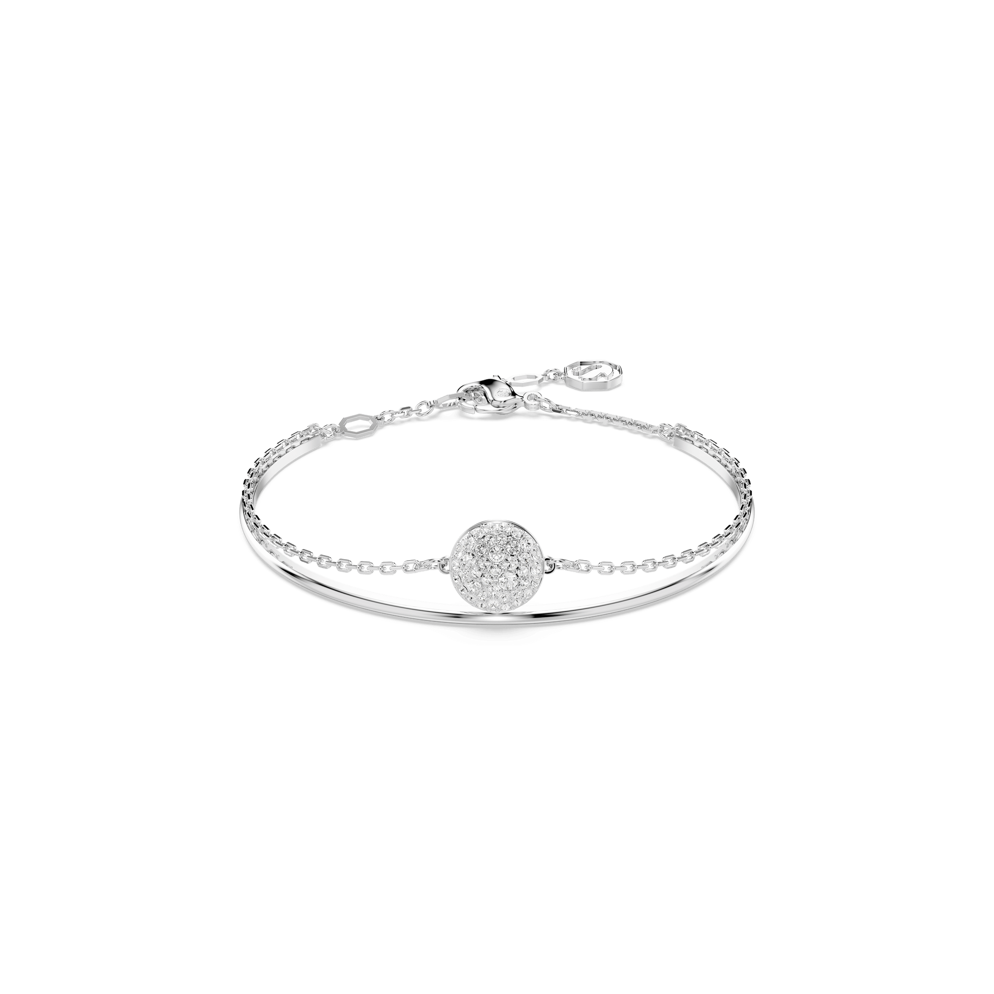Sublima bangle, White, Rhodium plated