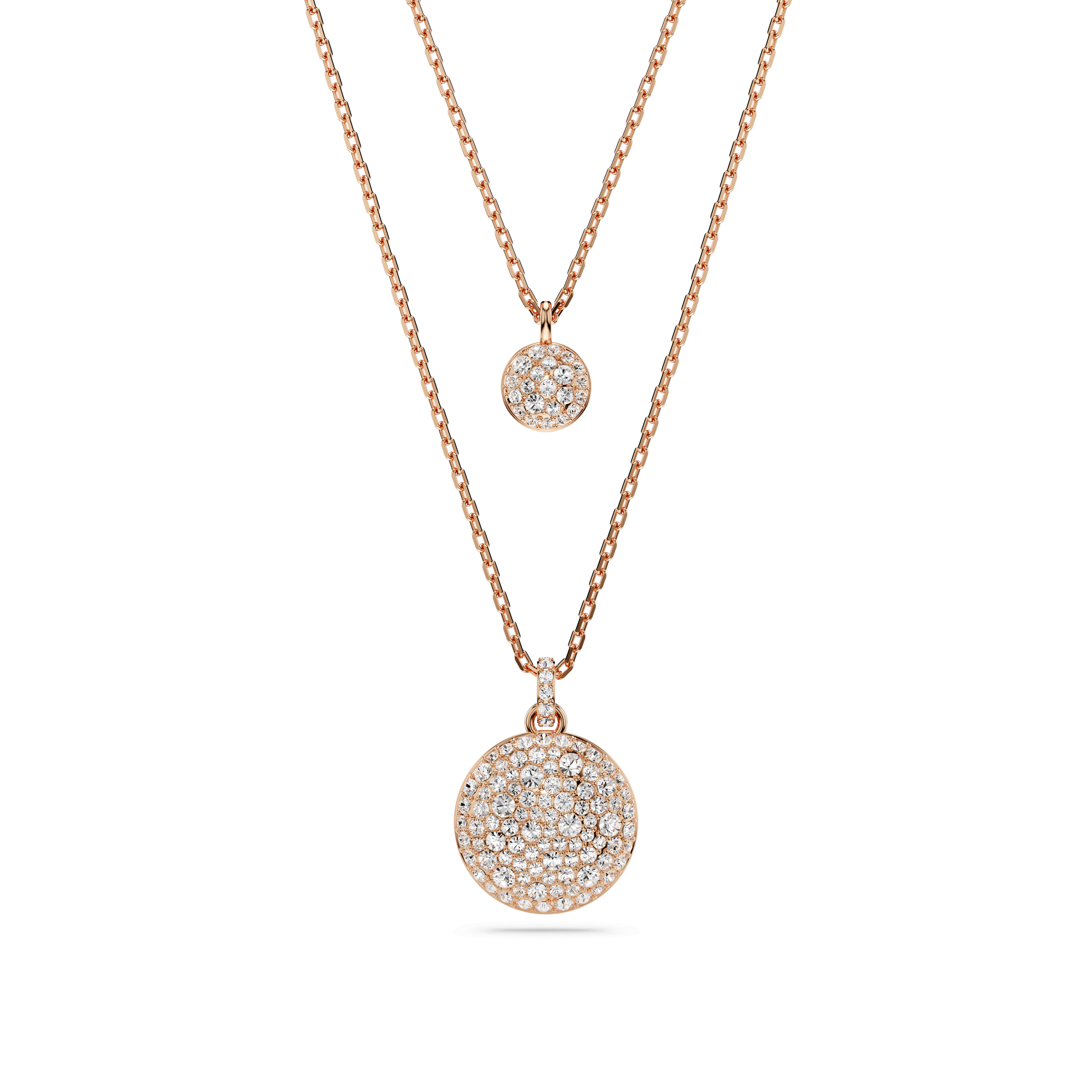 Sublima layered pendant, White, 18K rose gold finish