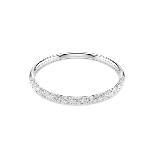 Sublima bangle, Snow pavé, White, Rhodium plated