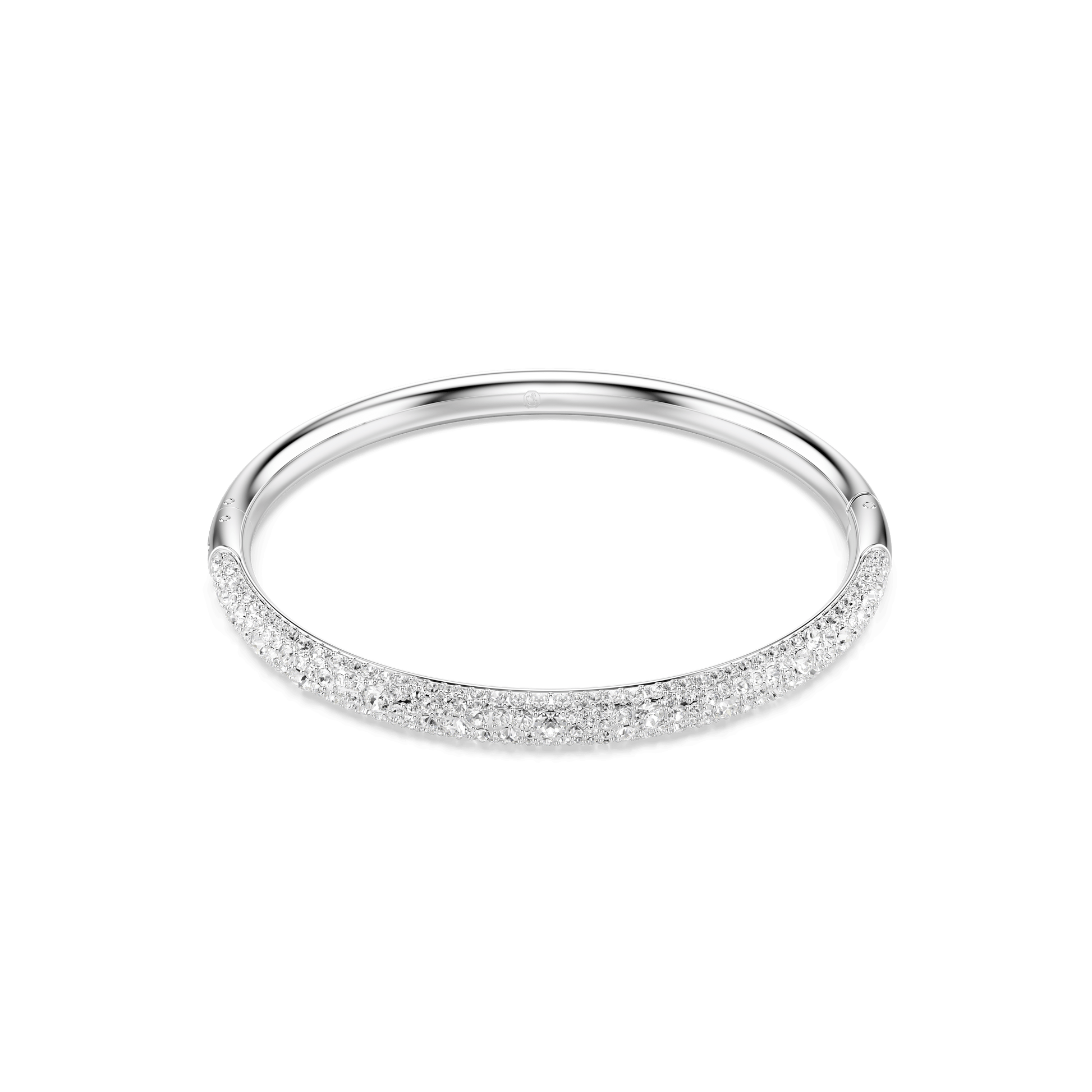 Sublima bangle, Snow pavé, White, Rhodium plated