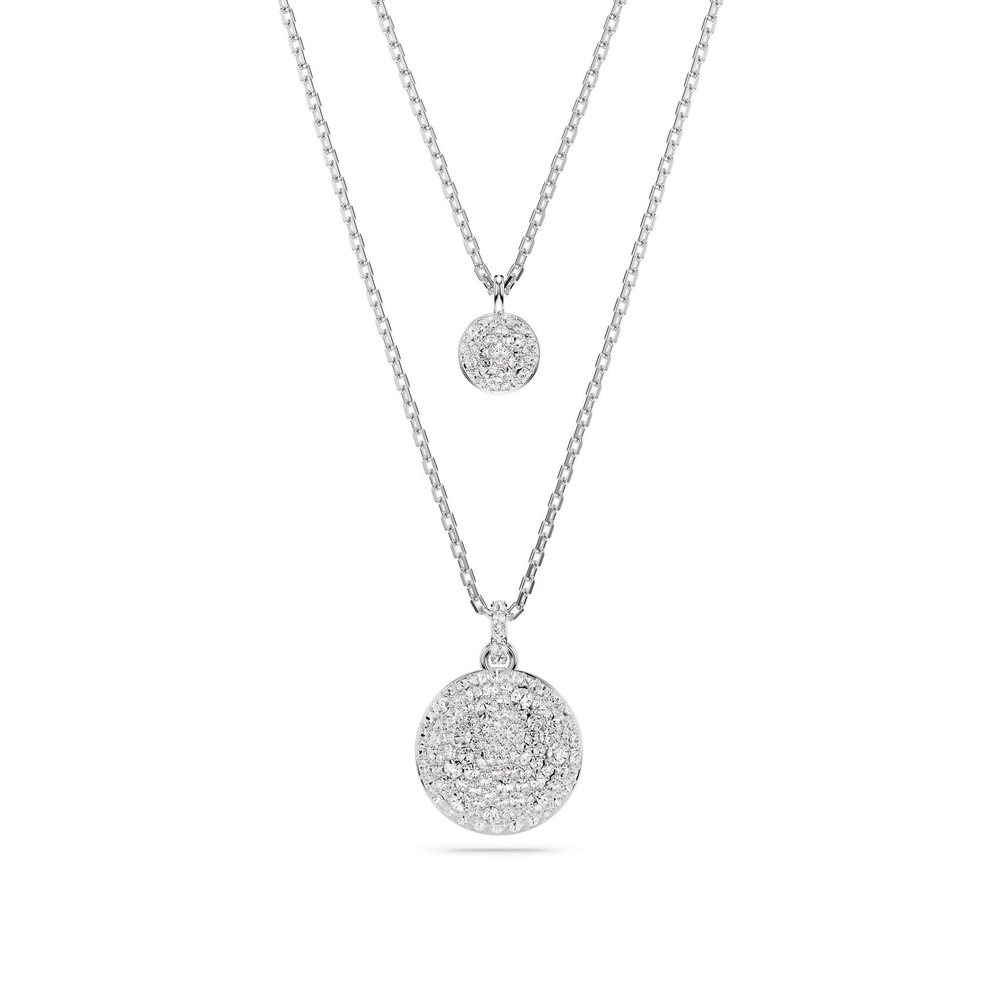 Sublima layered pendant, White, Rhodium plated