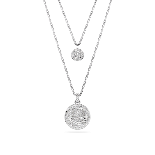 Sublima layered pendant, White, Rhodium plated
