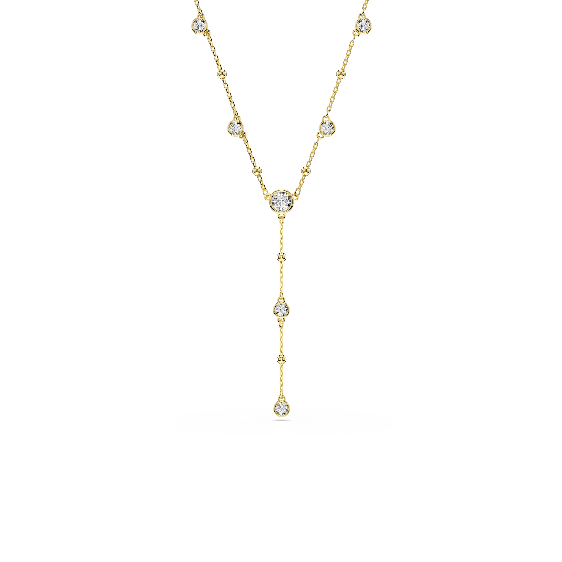 Imber y necklace, Round cut, White, 18K gold finish
