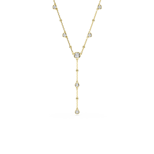 Imber y necklace, Round cut, White, 18K gold finish