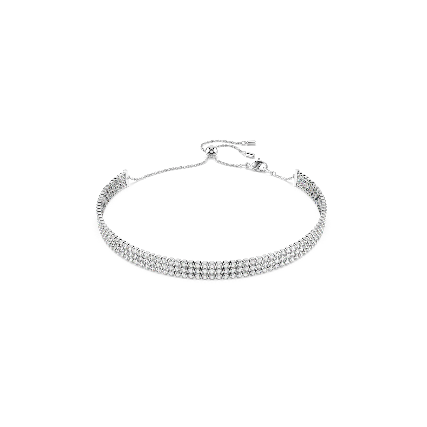 Swarovski Matrix Tennis choker, Round cut, White, Rhodium plated