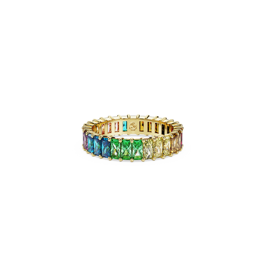 Swarovski Matrix ring, Baguette cut, Multicolored, Gold-tone plated