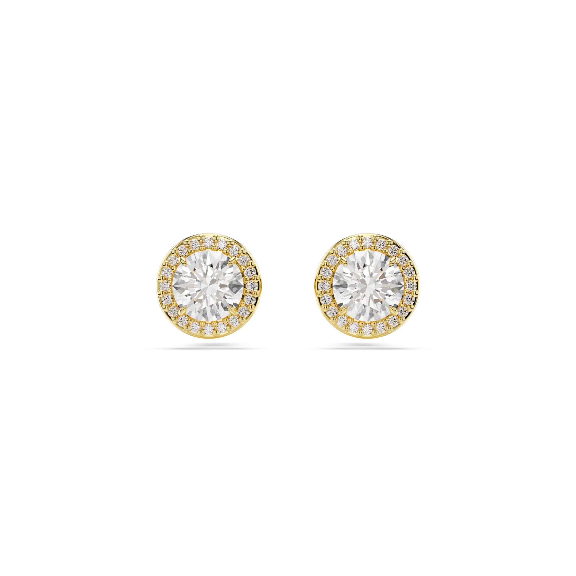 Una Angelic stud earrings, Round cut, Gold tone, 18K gold finish