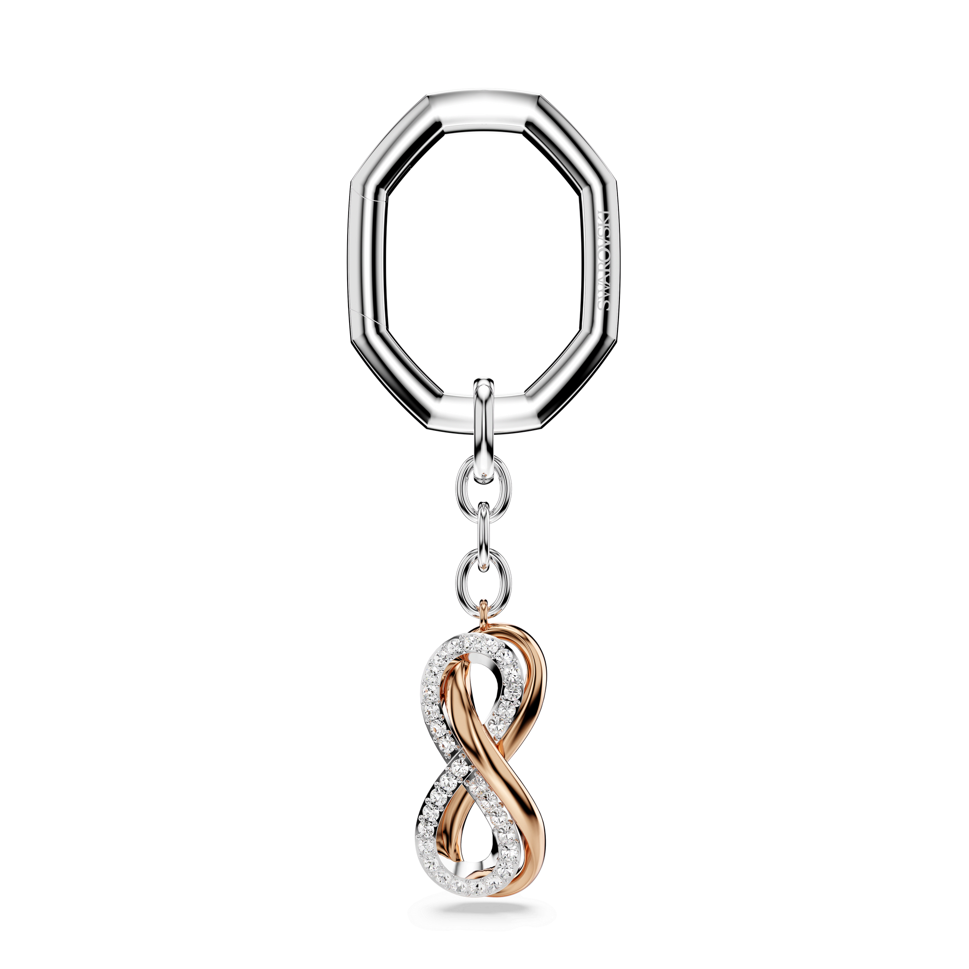 Key ring, Infinity, White, Mixed metal finish