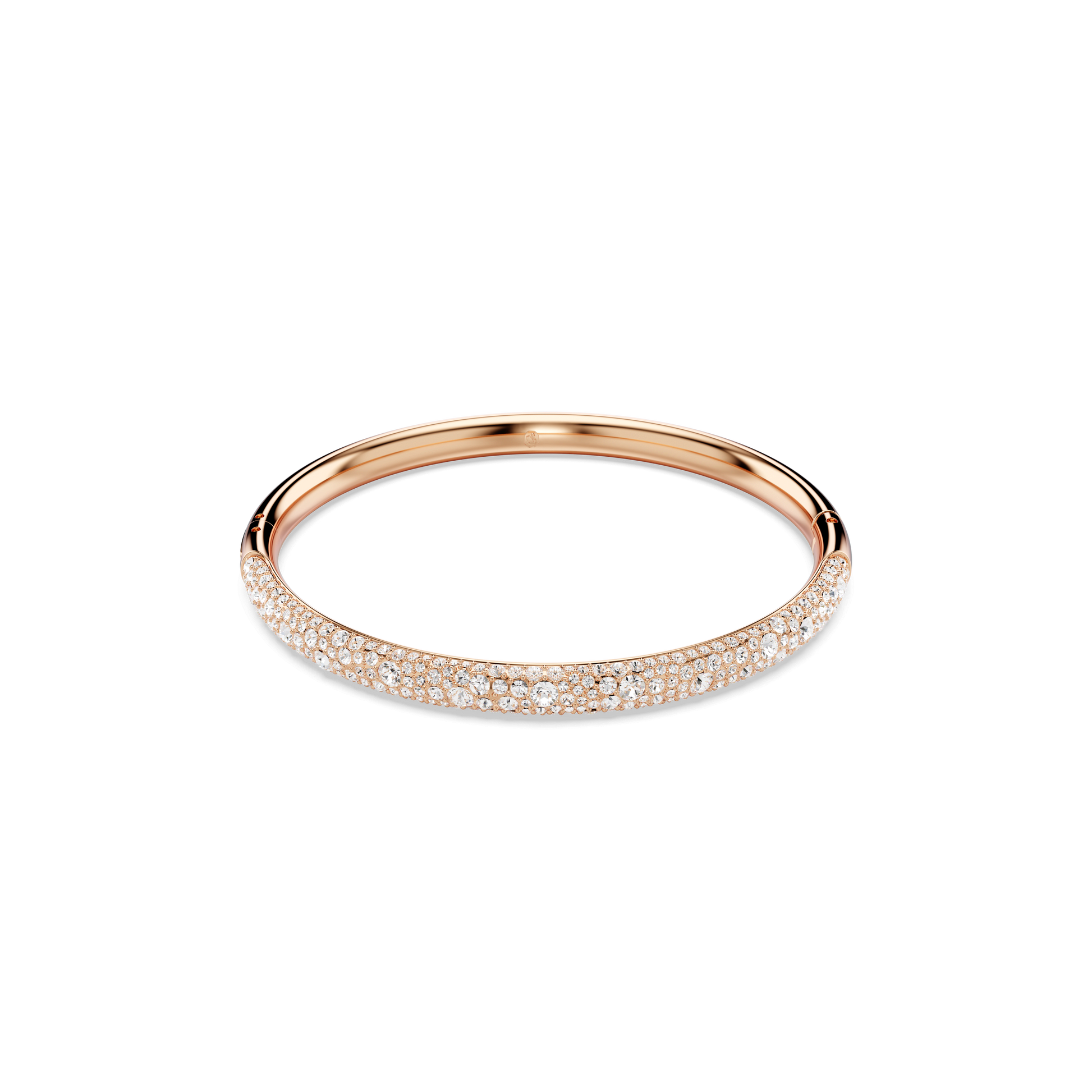 Sublima bangle, Snow pavé, White, 18K rose gold finish