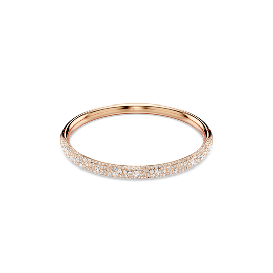Sublima bangle, Snow pavé, White, 18K rose gold finish
