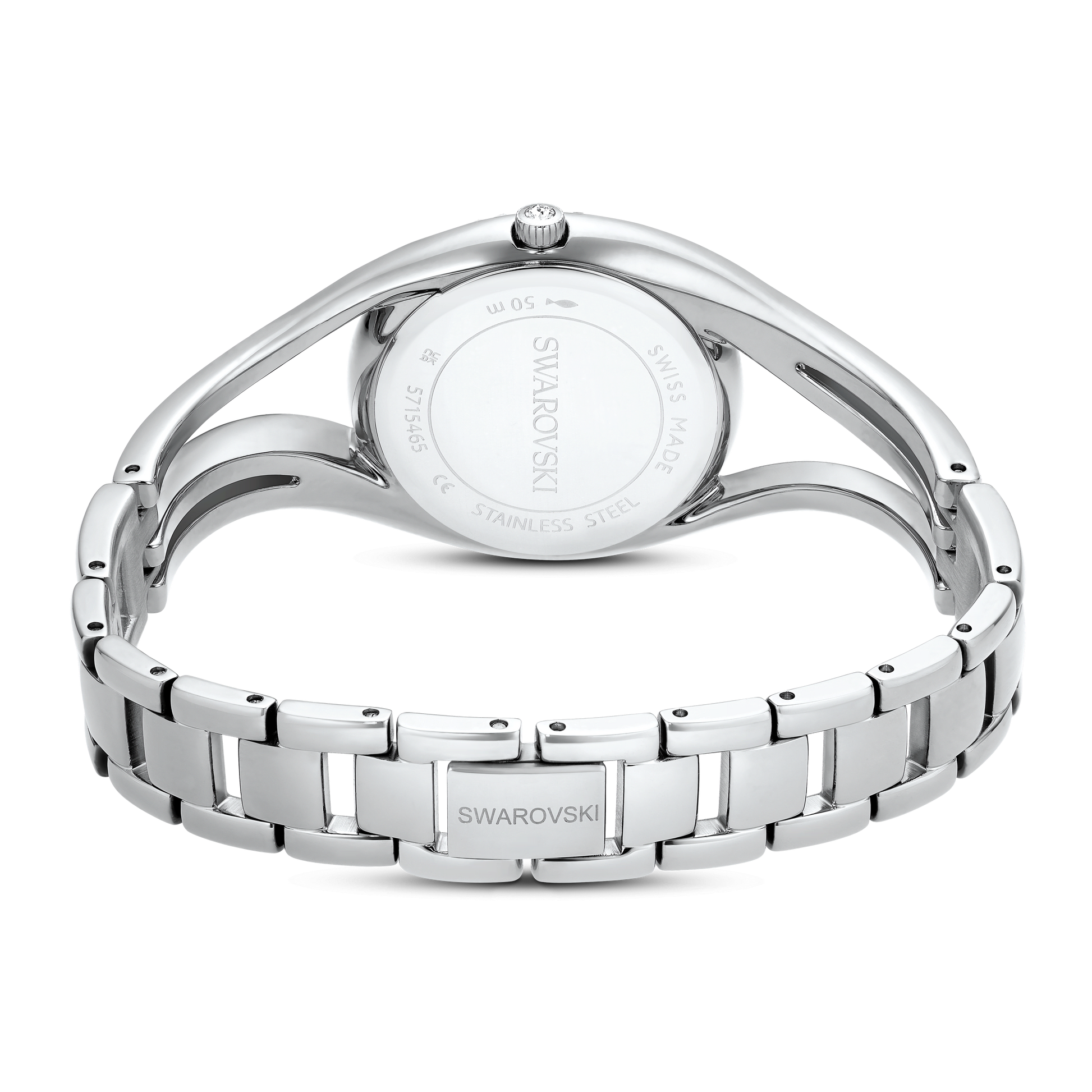 Hyperbola bangle watch, Swiss Made, Metal bracelet, Silver tone, Stainless steel