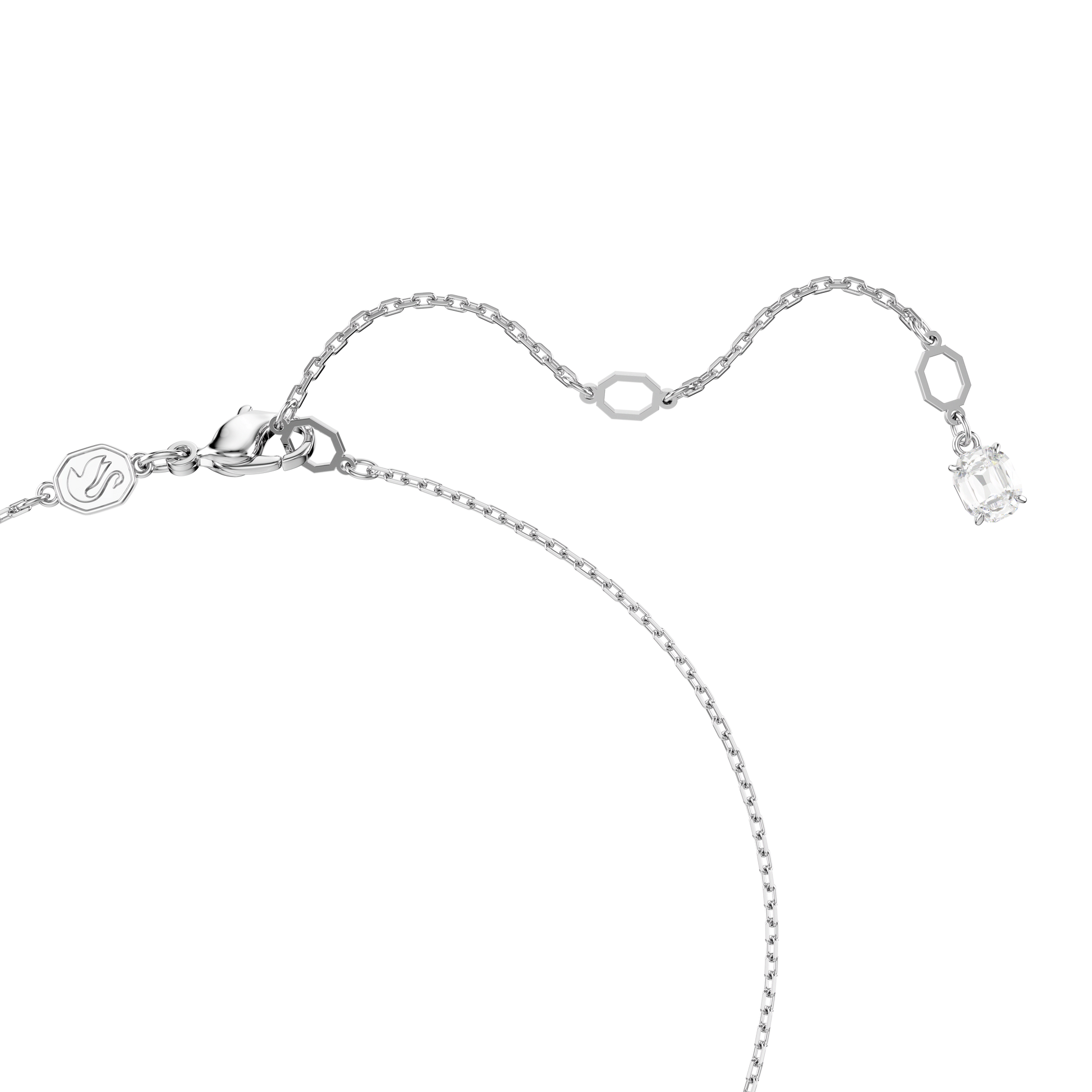 Matrix set, Crystal pearl, Round cut, White, Rhodium plated
