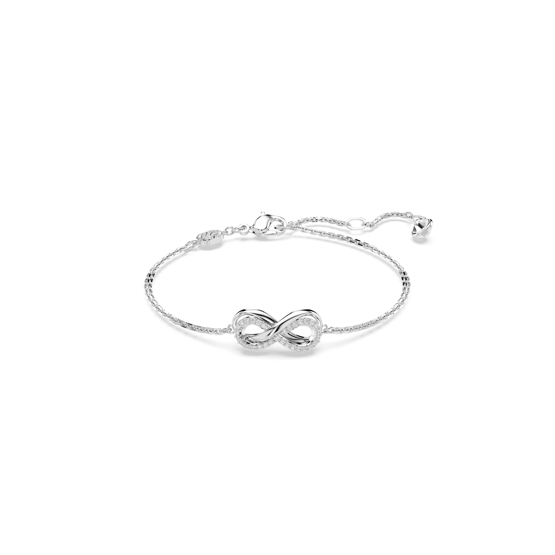 Hyperbola bracelet, Infinity, White, Rhodium plated