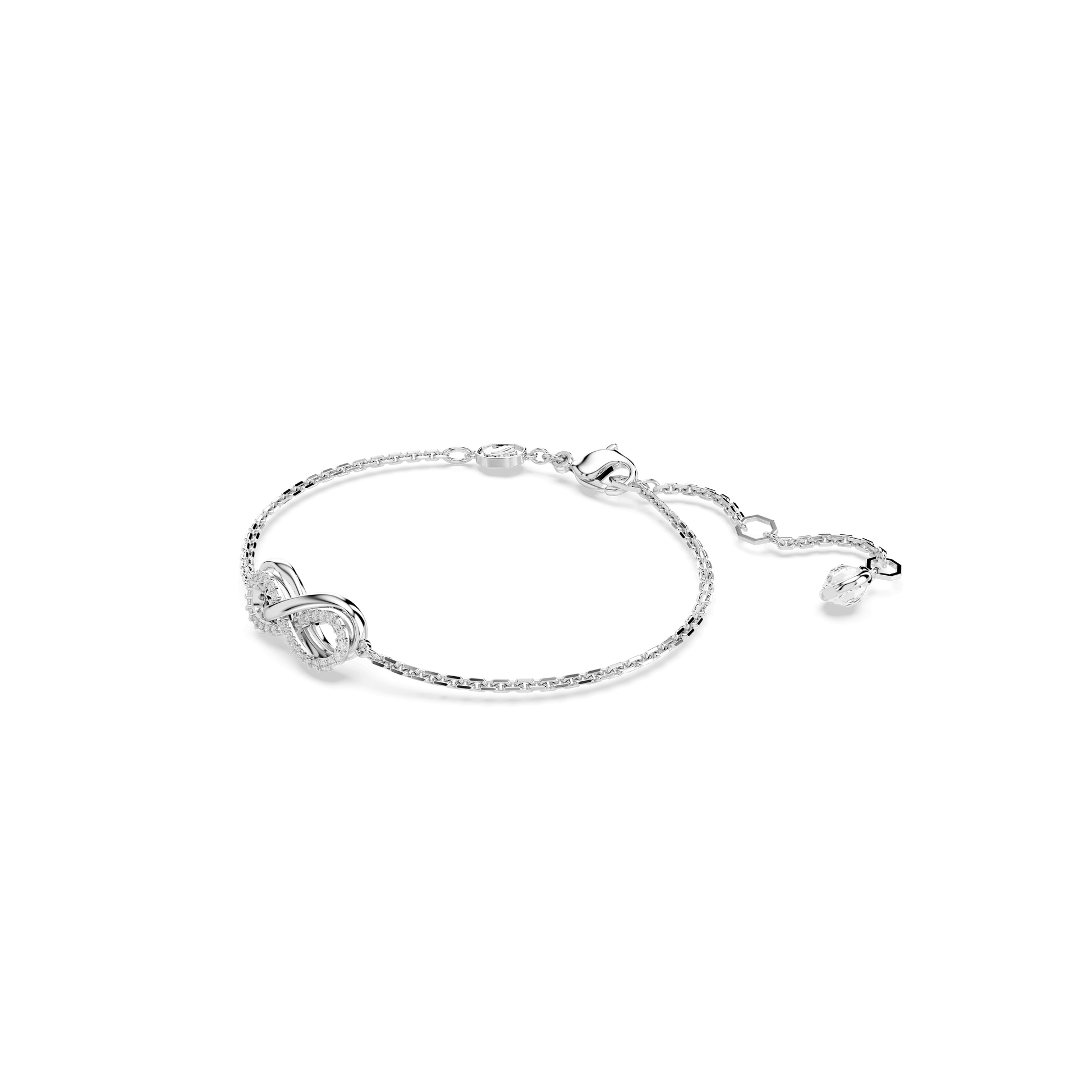 Hyperbola bracelet, Infinity, White, Rhodium plated
