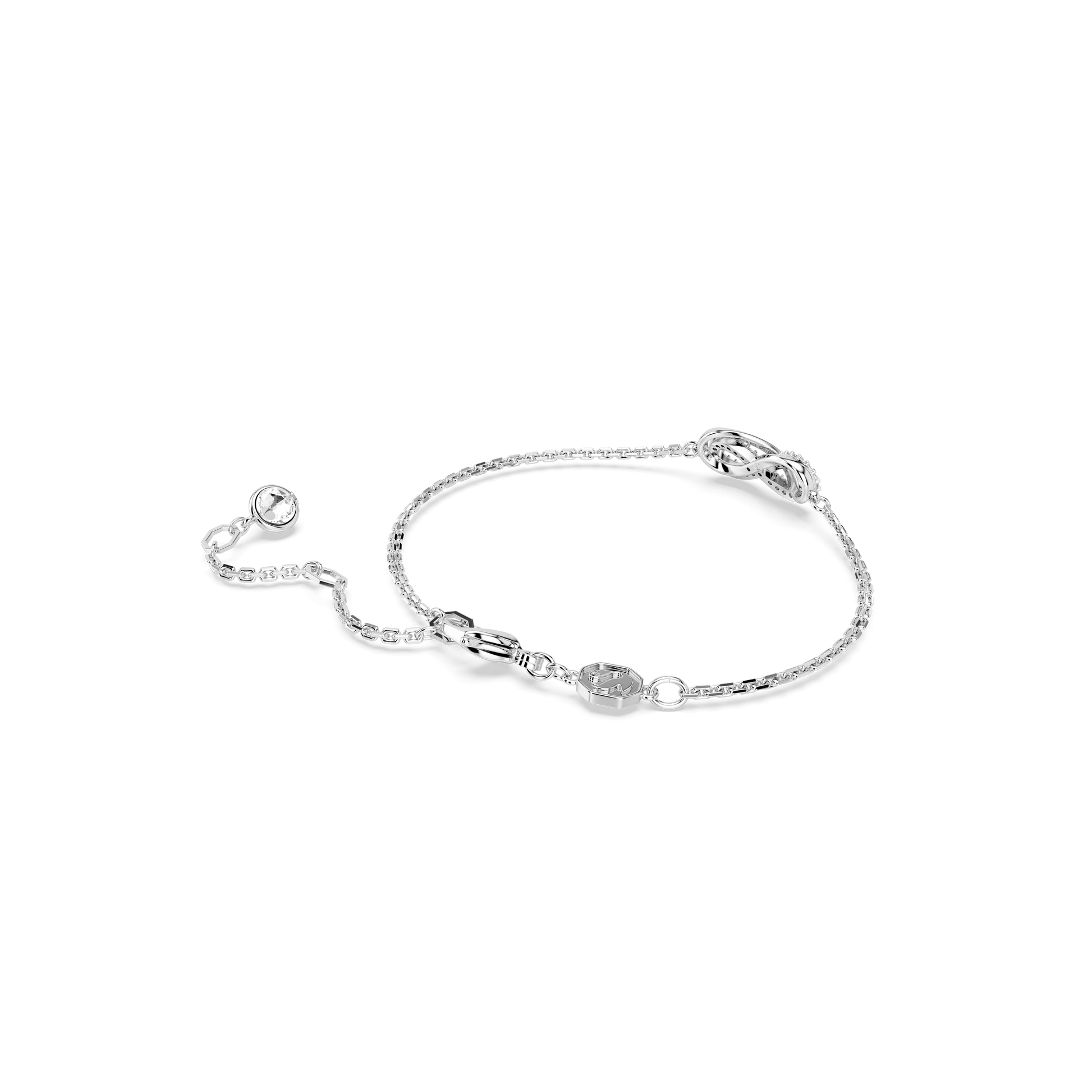 Hyperbola bracelet, Infinity, White, Rhodium plated