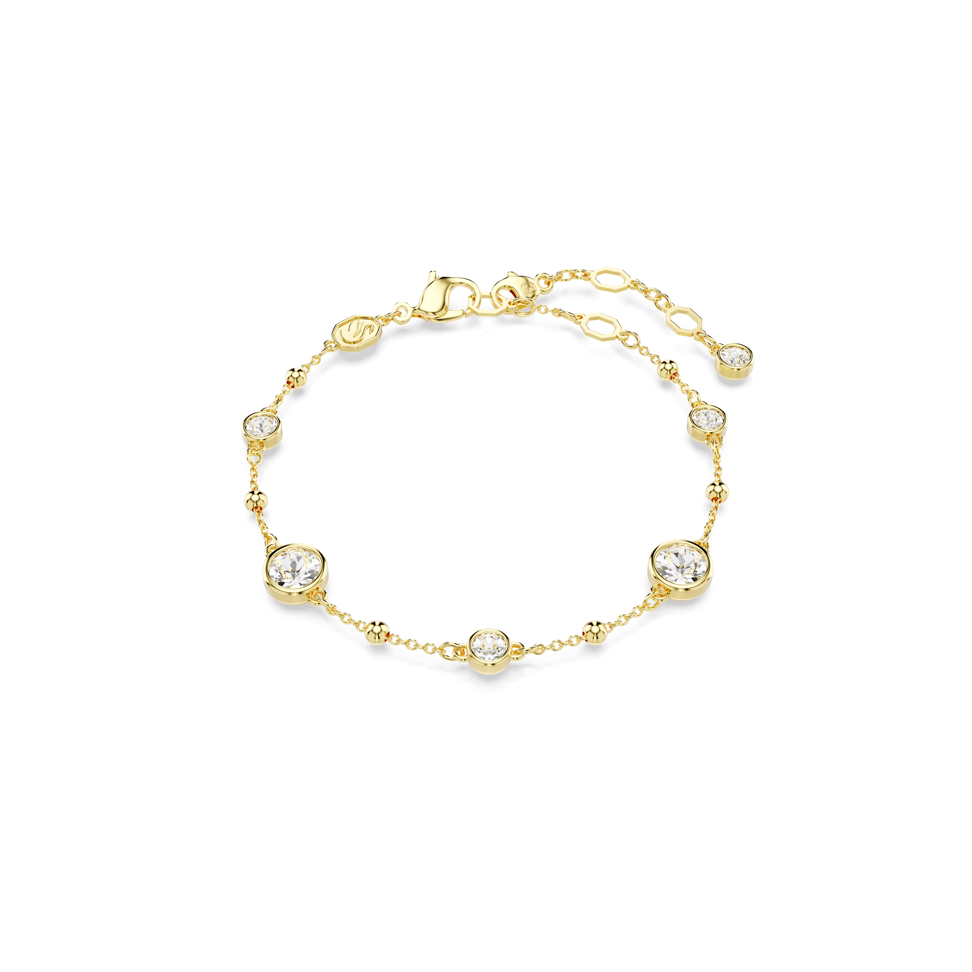 Imber bracelet, Round cut, Scattered design, White, 18K gold finish