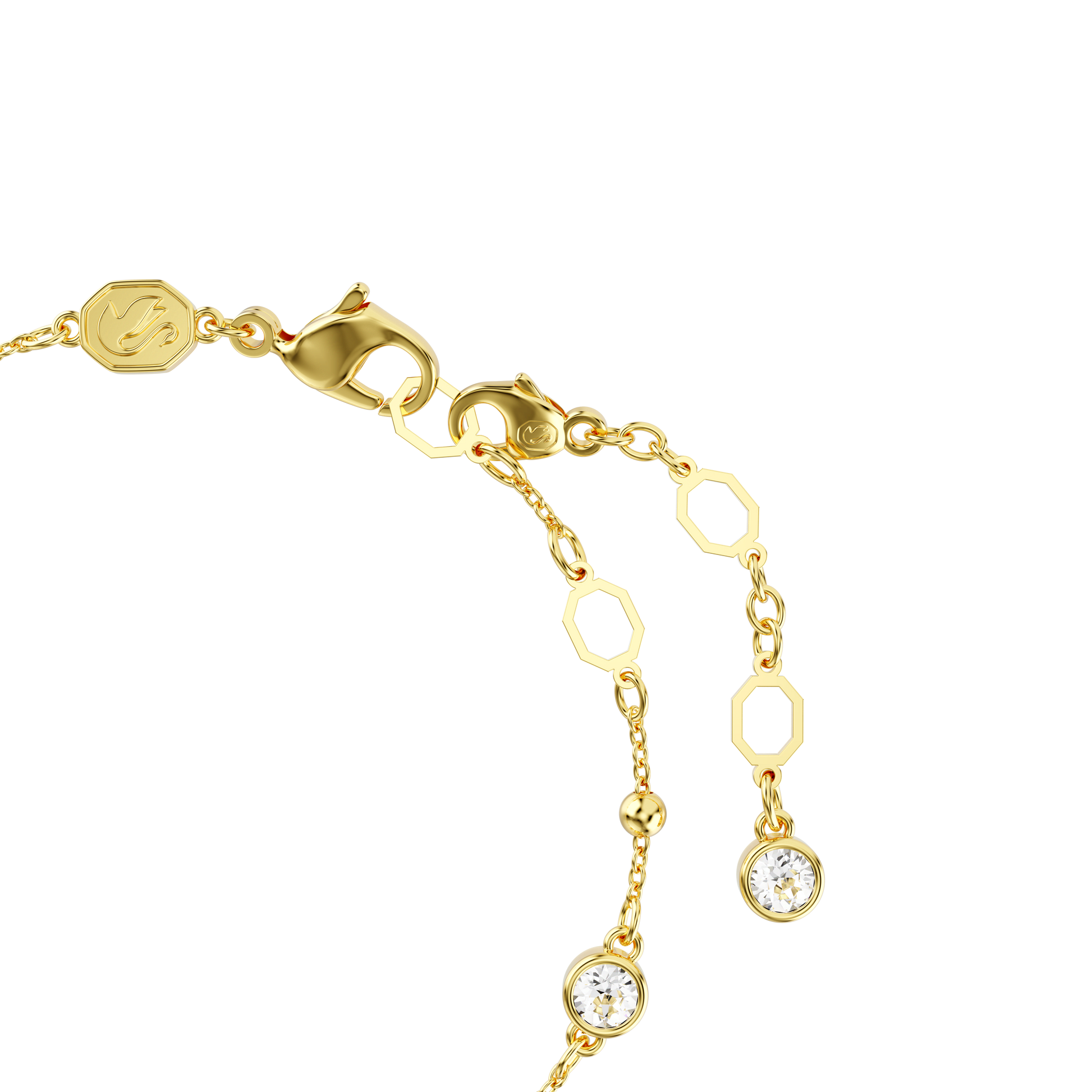 Imber bracelet, Round cut, Scattered design, White, 18K gold finish