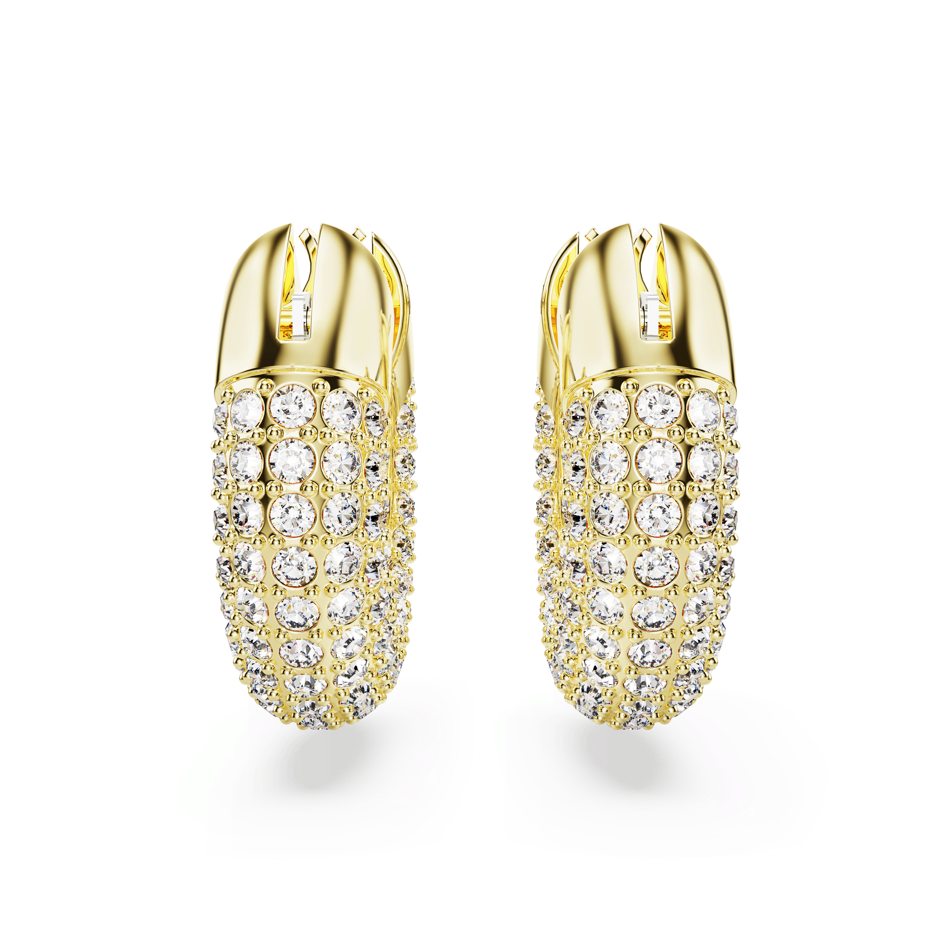 Dextera hoop earrings, Small, White, 18K gold finish